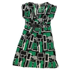 Sixteen Women Multicolor Polyester Short Sleeve V-Neck Knee Length Dress Size XL
